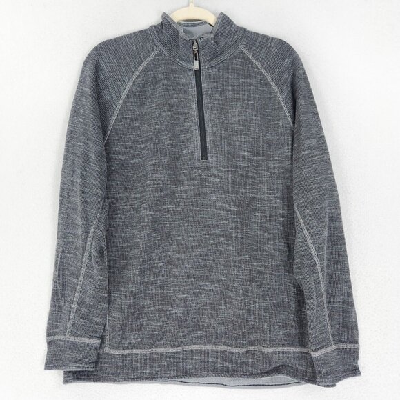 Tommy Bahama Sweater Mens Large Gray Half Zip Mock Neck Raglan Pullover Casual - Picture 1 of 8